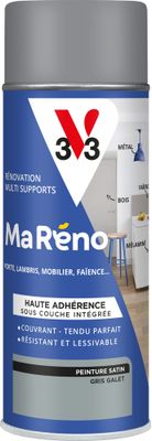 Peinture de rénovation multi- V33supports MaRéno gris galet finition satinée 400 mL - V33