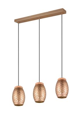 Suspension E27 Bidar café et or 3x28W - REALITY