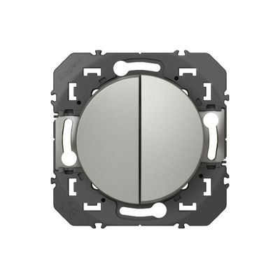 Interrupteur va-et-vient encastrable et bouton poussoir Aluminium - Dooxie LEGRAND