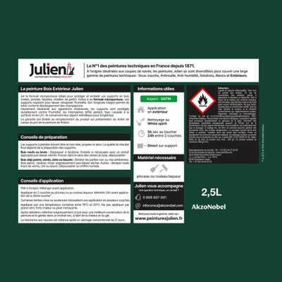 Peinture bois vert Basque RAL 6005 satin 2,5 L - JULIEN