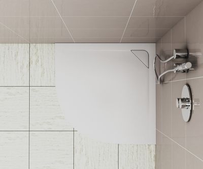 Receveur de douche 1/4 de cercle 90x90 cm résine blanc brillant Island - OCEA