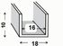 PROFILE U PVC BLANC 10X18X10X1MM INT.16MM 2,60M CQFD