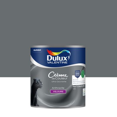 Peinture crème de couleur Anthracite velours 0,5L - DULUX VALENTINE
