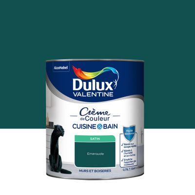Peinture Crème de Couleur Cuisine et Bain Satin Emeraude 0,75 L - DULUX VALENTINE
