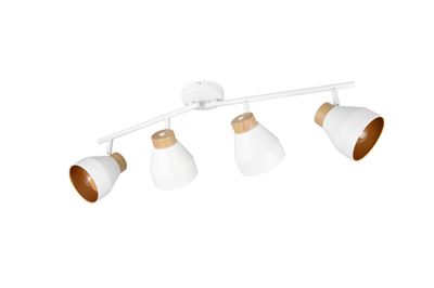 Réglette 4 spots E14 VALENTIN blanc et bois 4 X 10W - CASALUM
