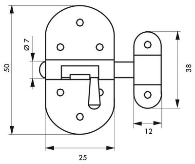 Targette acier nickelé 25 mm THIRARD