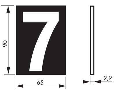 Plaque chiffre 7 adhésive 65 x 90 mm fond bleu THIRARD