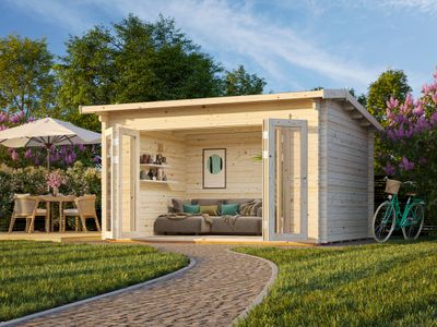 Chalet de jardin en bois Ines - Portes pliantes - 16,4 m² hors-tout - Livraison à domicile incluse - PALMAKO