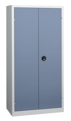 Armoire haute industrielle avec portes battantes gris/bleu 198 x 120 x 43- SNOR