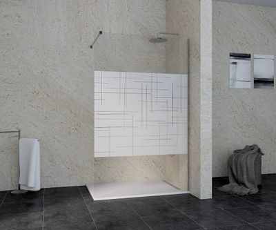 Paroi de douche à l'italienne 120x195 cm profilé chrome verre sérigraphié 6 mm Serenity - OCEA