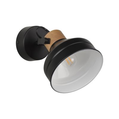 Spot mural en saillie orientable E14 industriel métal et bois 15W - Clayton COREP