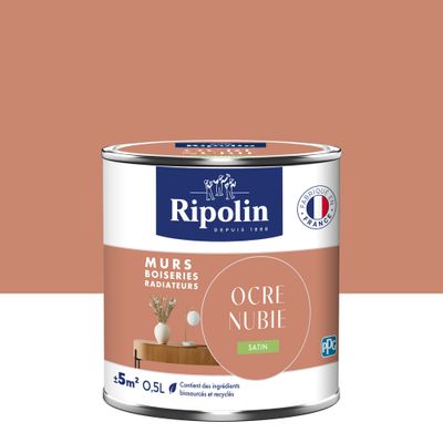 Peinture murs, boiseries et radiateurs ocre nubie satin 0,5 L - RIPOLIN
