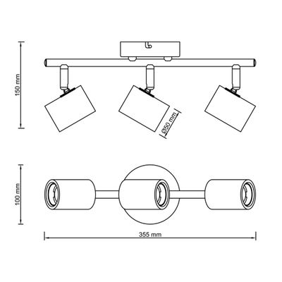 Réglette E27 3x40W KERRY BRILLIANT