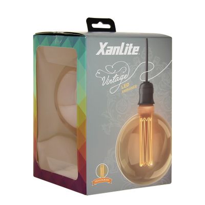 Ampoule LED G125 Hologramme globe verre ambré 4 W = 200 Lumens blanc chaud XANLITE