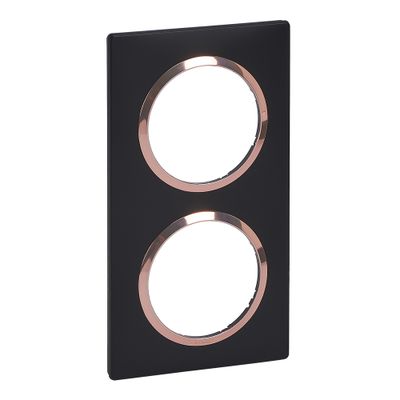 Plaque de finition 2 postes carrée Noir et cuivre - Dooxie LEGRAND