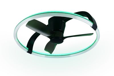 Ventilateur de plafond design avec lumière LED multicolore + télécommande Noir Ø90cm - Stockholm REALITY