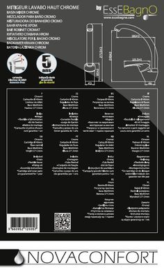 Mitigeur de lavabo bec mobile haut Nova Confort chromé ESSEBAGNO