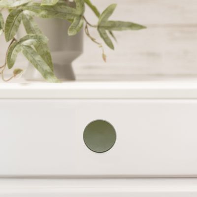 Bouton de meuble rond vert olive diamètre 35 mm REI