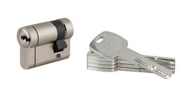 Demi-cylindre de serrure 30 x 10 mm Transit 1 haute sécurité nickelé 5 clés THIRARD