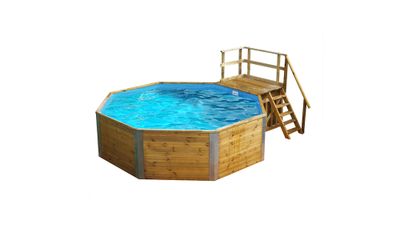 Piscine hors sol ronde bois massif Ø 500 cm  471 x 571 cm hauteur 116 cm, Livraison à domicile incluse - WEKA