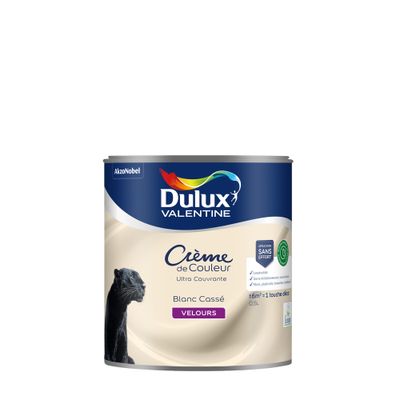 Peinture crème de couleur Blanc Cassé velours 0,5L - DULUX VALENTINE