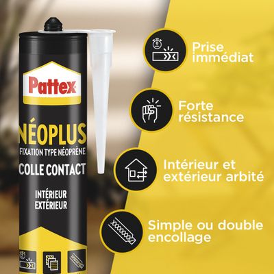 Colle de fixation néoprène Neoplus blanc cartouche 390 g - PATTEX