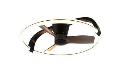 Ventilateur de plafond design avec lumière LED + télécommande Noir Ø90cm - Stockholm REALITY