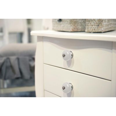 Bouton de meuble porcelaine acier blanc diamètre 40 mm REI