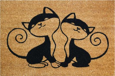 Paillasson coco naturel décor Chats 40 x 60 cm - ID HOME