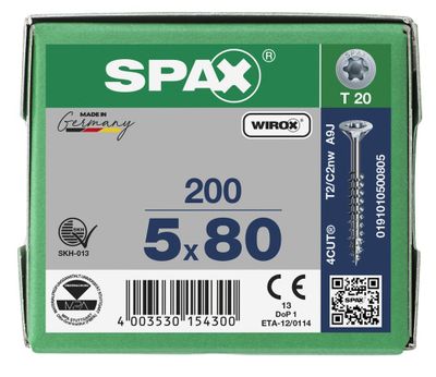 Vis tête fraisée T-star 5 x 80 mm par 200 SPAX