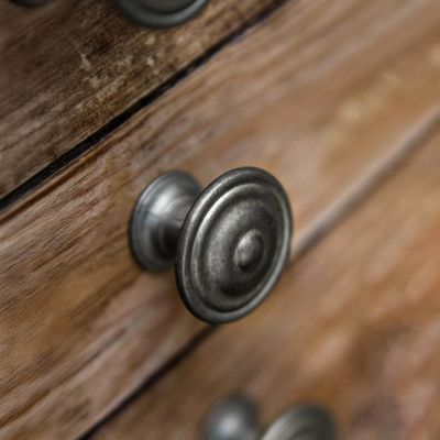 Bouton de meuble Lyonnais rond vieil argent diamètre 35 mm par 4 REI