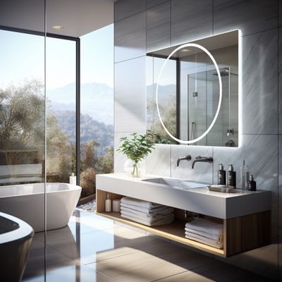 Miroir de salle de bains rétractable Led Vic80  80 x 60 x 3,6 cm - NEWMI