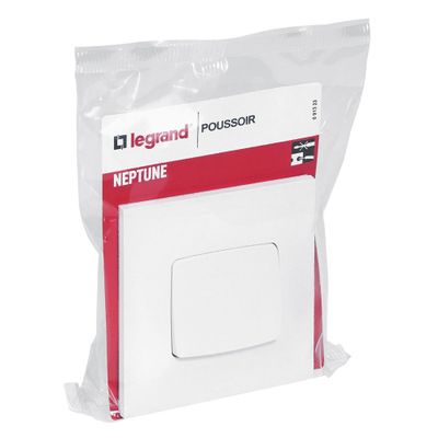Bouton poussoir encastrable complet Blanc - Neptune LEGRAND