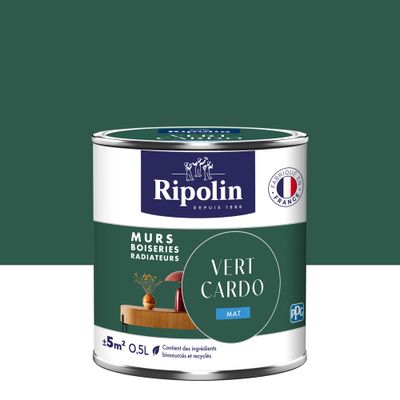 Peinture murs, boiseries et radiateurs vert cardo mat 0,5 L - RIPOLIN