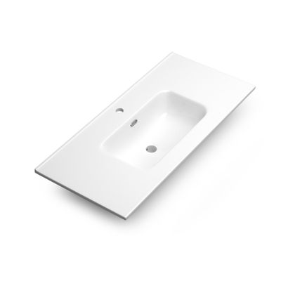 Plan vasque de salle de bains New Onix L100 x H19 x P46 cm céramique blanc