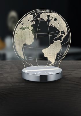 Lampe à poser LED Globe chrome et transparent 600 lumens blanc variable CCT - REALITY
