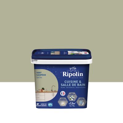 Peinture Cuisine & Bain Vert Gaspésie satin 0,75 L - RIPOLIN