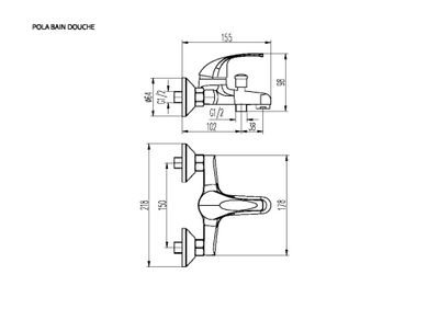 Mitigeur bain et douche chromé Pola EUROSANIT
