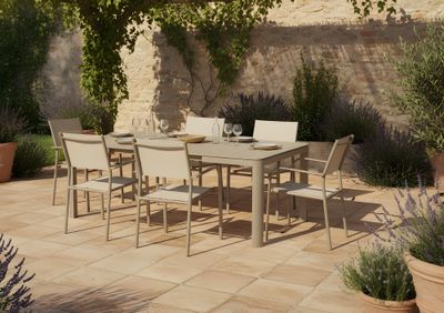 Fauteuil de jardin DUCA aluminium et textilène graphite crème - PROLOISIRS