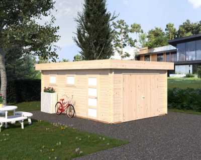 Garage bois Bois Naturel  Rasmus 19m2 Livraison à domicile incluse