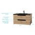 Meuble de salle de bains Loft 2 tiroirs 60 x 50 x 45 cm MDF chêne naturel + vasque céramique noire - AURLANE