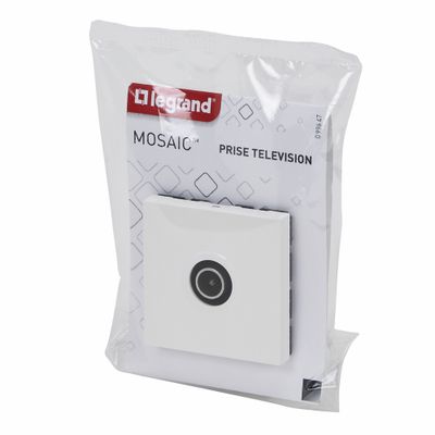 Prise TV mâle 9,52 mm 2 modules finition blanche Mosaic LEGRAND