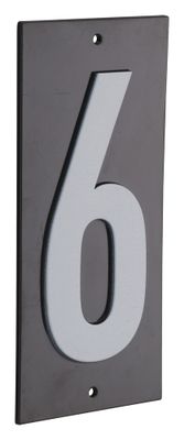 Plaque chiffre 6  à visser 56 x 130 mm fond noir THIRARD