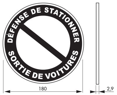 Plaque signalétique adhésive Sortie de voiture diamètre 180 mm THIRARD