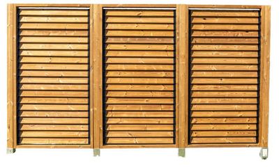 Panneau brise vue persienne avec ventelles mobiles en bois traité L 100 x H 200 cm, Livraison à domicile incluse - HABRITA