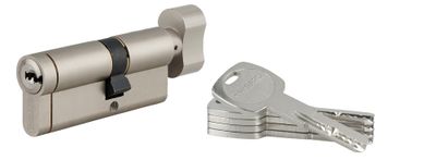 Cylindre de serrure à bouton 30 x 40 mm Transit 1 haute sécurité nickelé 5 clés THIRARD