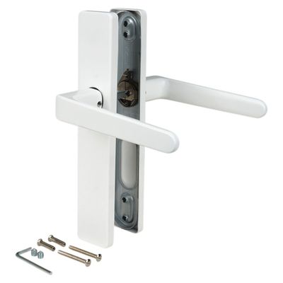 Poignées de porte double entraxe Celio blanc sans trou ALPERTEC