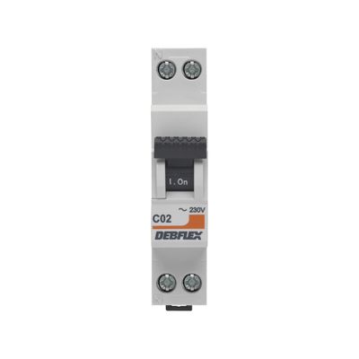 Disjoncteur phase+neutre 2A 3kA DEBFLEX