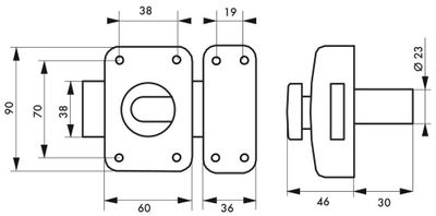 Verrou de porte d'entrée Apache à bouton et cylindre 30 mm doré 3 clés THIRARD