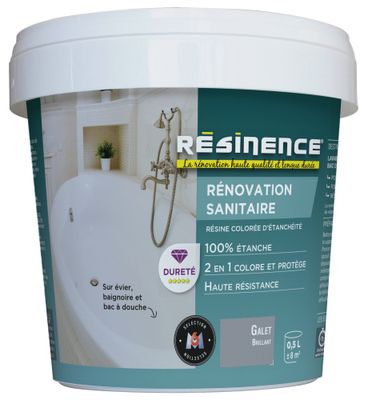 Résine de Rénovation pour sanitaire galet brillant 500 ml RESINENCE
